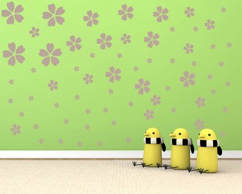 Sakura Flowers Pattern Wall Decal Nursery Modern Vinyl Sticker